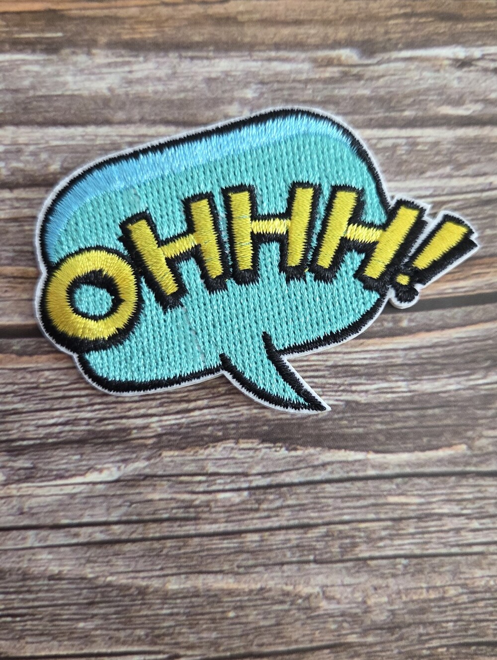 Ohhh! Teal Comic Book Font Pop Art Punk Rock Grunge Skater Iron On Patch
